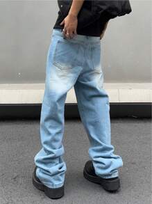 Manfinity EMRG Men's Straight Leg Jeans Baggy Jeans - Light Wash - View 2