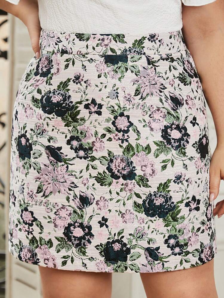 Plus Size Vacation Floral Print Summer Skirt