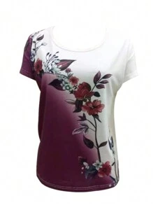 INAWLY Colorblock Flower Printed Top - Multicolor - View 3