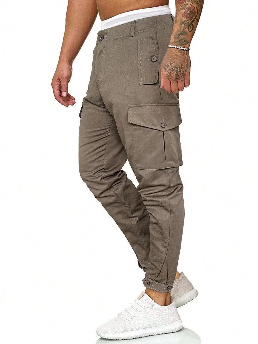 Manfinity Homme 男士貨櫃錐形褲 - 軍綠色 - 查看 1