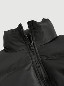 SHEIN MOD Women's Solid Color Stand Collar Short Length Padded Coat