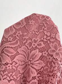 SHEIN Privé Elegante Vestido Rosa De Encaje Con Hombros Descubiertos - Rosa - Ver 6