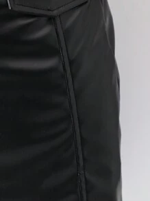 Tween Girls' Pu Leather Skirt - Black - View 3