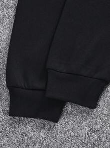 Manfinity Dauomo Men's Hoodie With Slogan And Skull Print, Fall/Winter, Long Sleeve Top - Black - View 5