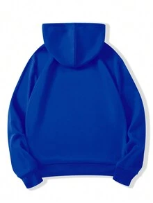 Manfinity Homme Men's New Year Slogan Print Hooded Sweatshirt - Blue - View 3