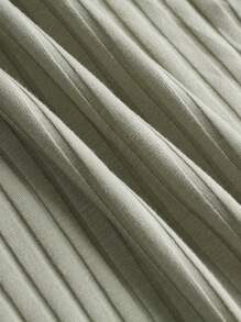 SHEIN Teen Girls' Knit Ribbed Solid Color Dress With Round Neck And Flared Sleeves - Mint Green - View 3