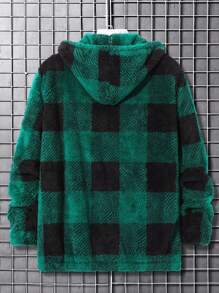 Manfinity Hypemode 男士加大碼格紋連帽羊毛衣 - 彩色 - 查看 2