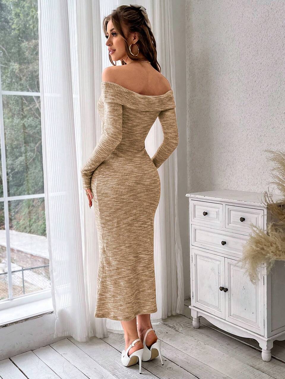 Women's Dip-Dye Off Shoulder Mermaid Hem Dress