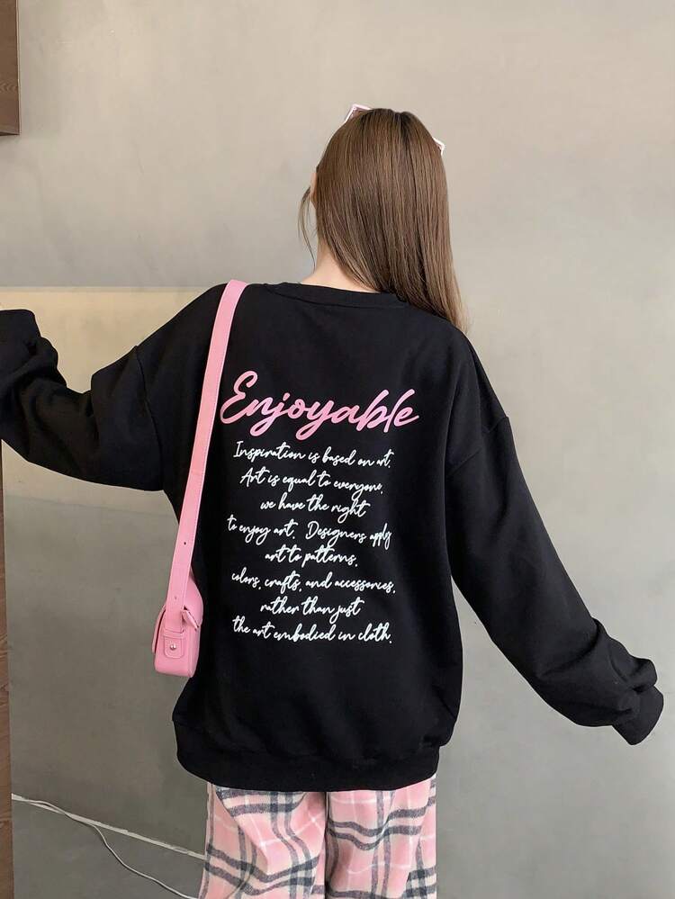 Women's Loose Portrait Print Sweatshirt,Fall Clothes