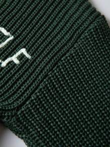 Manfinity Roughcore Men's Distressed Sweater With Letter Embroidery - Dark Green - View 7