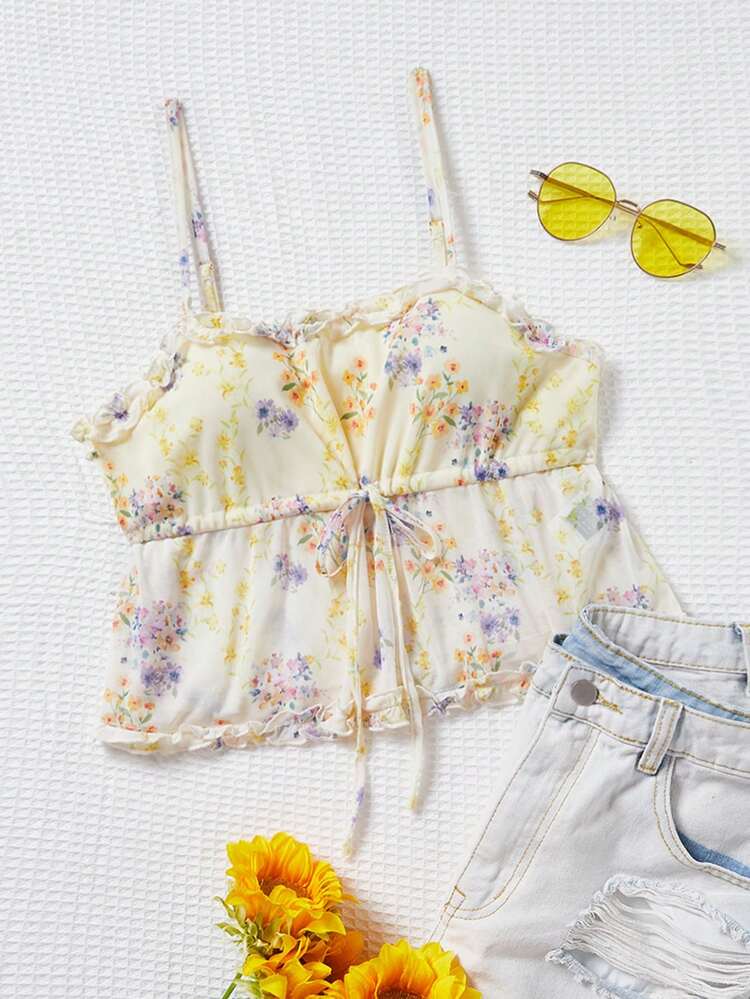Ditsy Floral Print Cropped Camisole