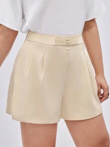 BizChic Plus Size Women's Solid Color Loose Shorts - Apricot - View 6