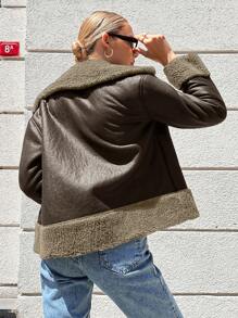 EURMUSE Women'S Thickened Lined Jacket - Brown - View 2