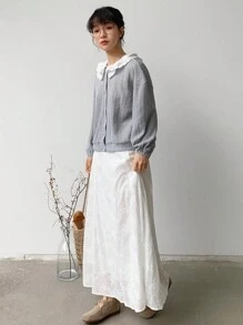 FRIFUL Ren Vá lại Nhỏ bé Vòng cổ Áo khoác - Xám - Xem 3