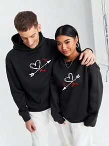 Manfinity VCAY Áo hoodie in hình trái tim cỡ lớn cho nam, dành cho mùa thu đông - màu đen - Xem 3