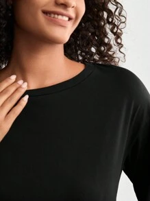 Ocili Leisure Women'S Round Neck Casual Home Clothing Top - Black - View 7