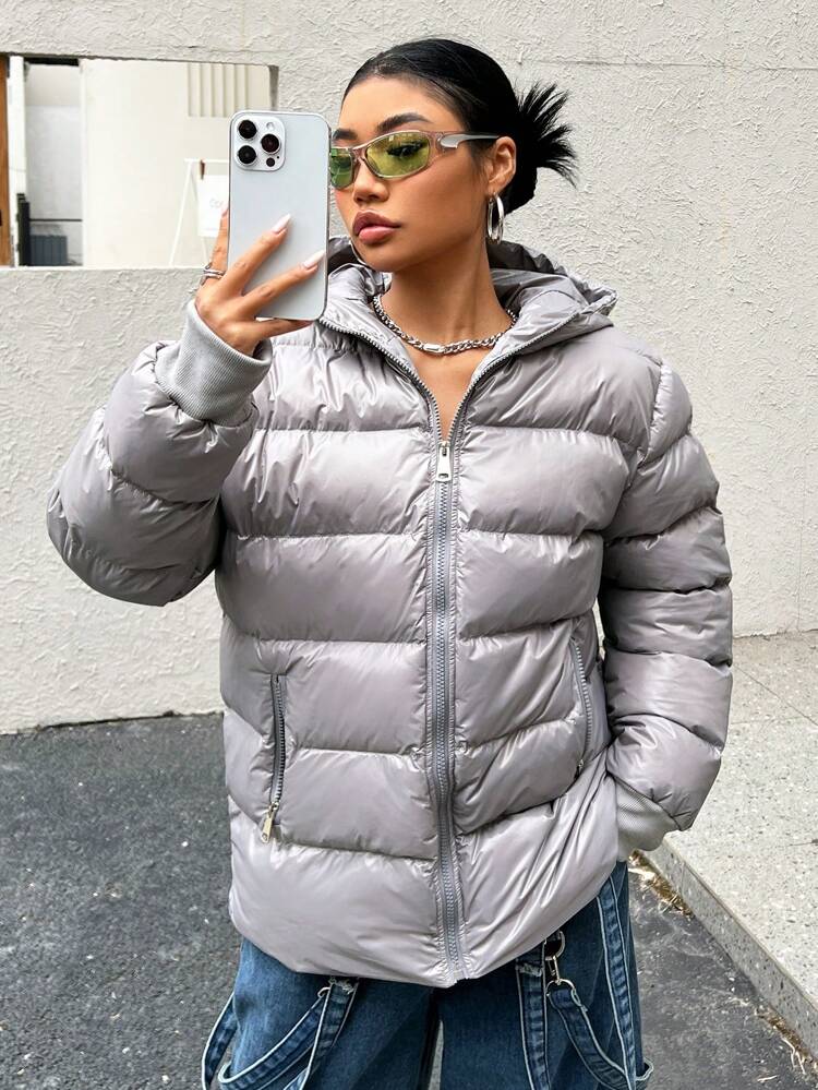 Classic Long Sleeve Hooded Padded Coat