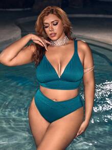 Swim SXY Plus Size Bikini Set Carnival Summer Beach - Army Green - View 4