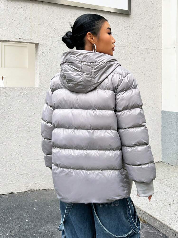 Classic Long Sleeve Hooded Padded Coat