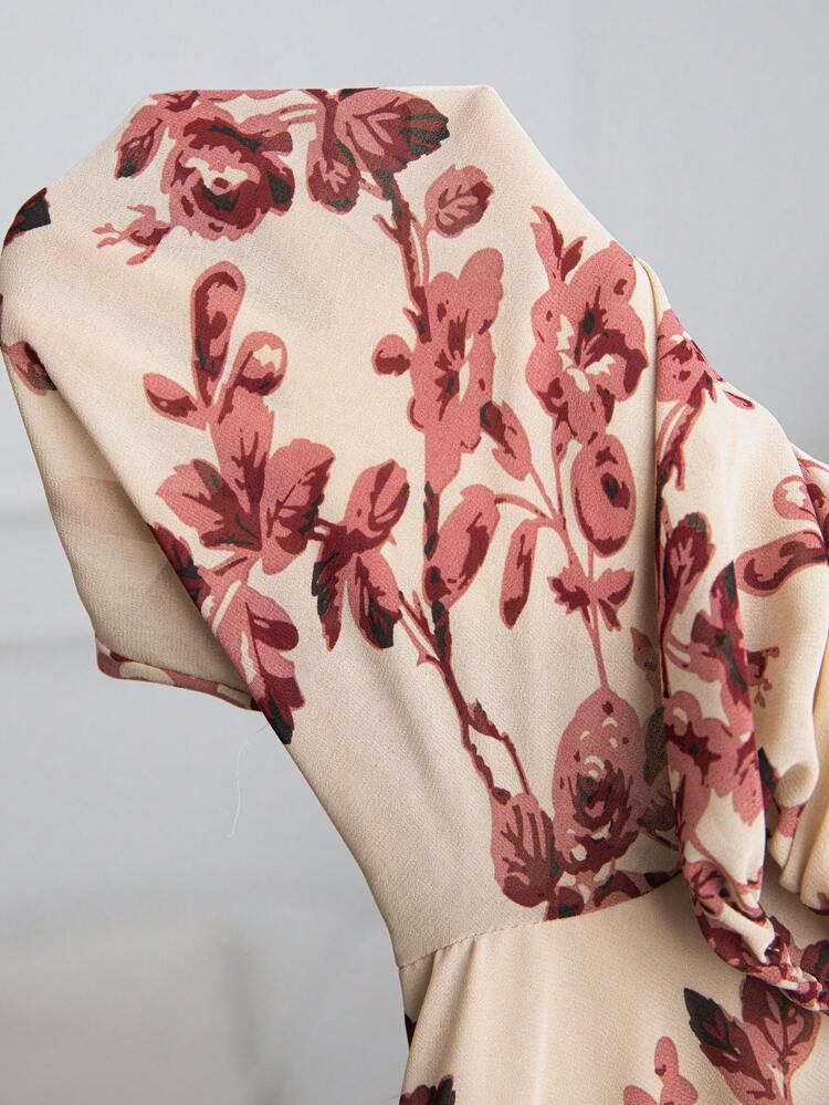 Maternity Plant Printed Long Sleeve Dress