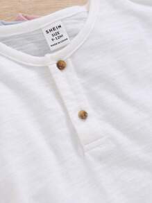 SHEIN Baby Boys' Soft Knit Solid Color Short Sleeve T-Shirt Set With Round Neckline, 4pcs