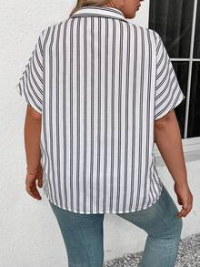 SHEIN LUNE 大碼女士條紋蝙蝠袖外出上衣