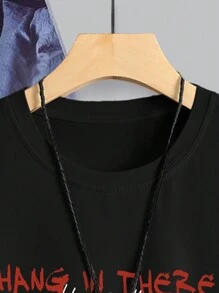 Manfinity EMRG 男裝大尺碼天使標語印花t卹 - 黑色 - 查看 6