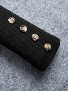 Cô gái Tween Đúng mốt Phong cách đường phố Dệt kim Đứng cổ áo Tay áo dài Áo , 2 Miếng - Màu tím hoa cà - Xem 3