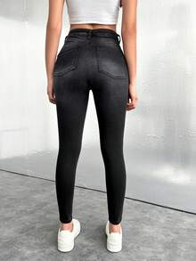 EURMUSE Women'S Slim Fit Distressed Denim Pants - Blue - View 2