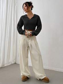 SHEIN Unity Women's V-Neck Long Sleeve Sweater - Black - View 5