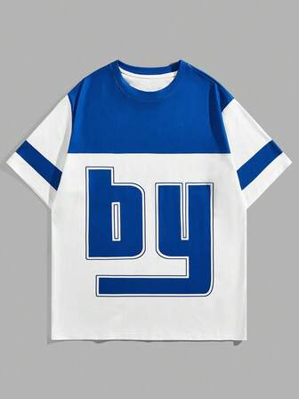 Prep Men'S Color Blocking T-Shirt With Letter Print