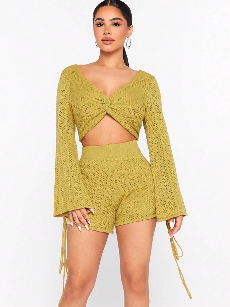 Pointelle Knit Top & Shorts Set