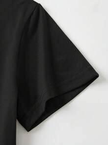 INAWLY 女士嘴唇和字母印花短袖t恤 - 黑色 - 查看 5