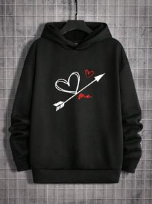 Manfinity VCAY Áo hoodie in hình trái tim cỡ lớn cho nam, dành cho mùa thu đông - màu đen - Xem 4