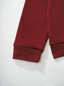 男士加大號帶袋連帽衛衣,印有字母圖案 - 紅色 - 查看 6