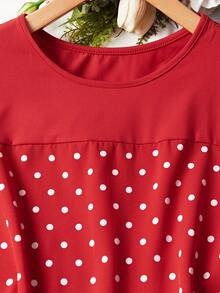 SHEIN LUNE 女式圓領波點連衣裙 - 彩色 - 查看 4