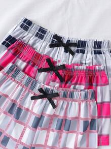 Tween Girl 3pcs/Set Cute Simple Plaid Shorts Combination Summer Holiday - Multicolor - View 4