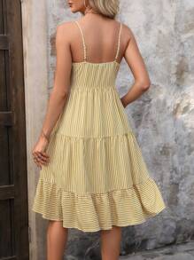 SHEIN LUNE Robe À Bretelles Spaghetti À Rayures Verticales Pour Femmes