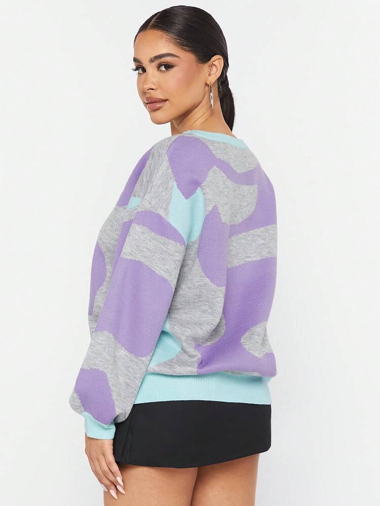 Color Block Batwing Sleeve Sweater