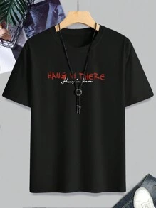 Manfinity EMRG 男裝大尺碼天使標語印花t卹 - 黑色 - 查看 2