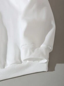 SHEIN EZwear Hơn Đồ họa trái tim và chữ cái Lót nhiệt Áo nỉ - trắng - Xem 3