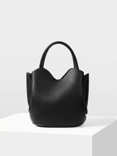 MOTF PREMIUM LADIES' COMMUTE STYLE SIMPLE SOLID COLOR LETTER EMBOSSED TOP HANDLE BAG