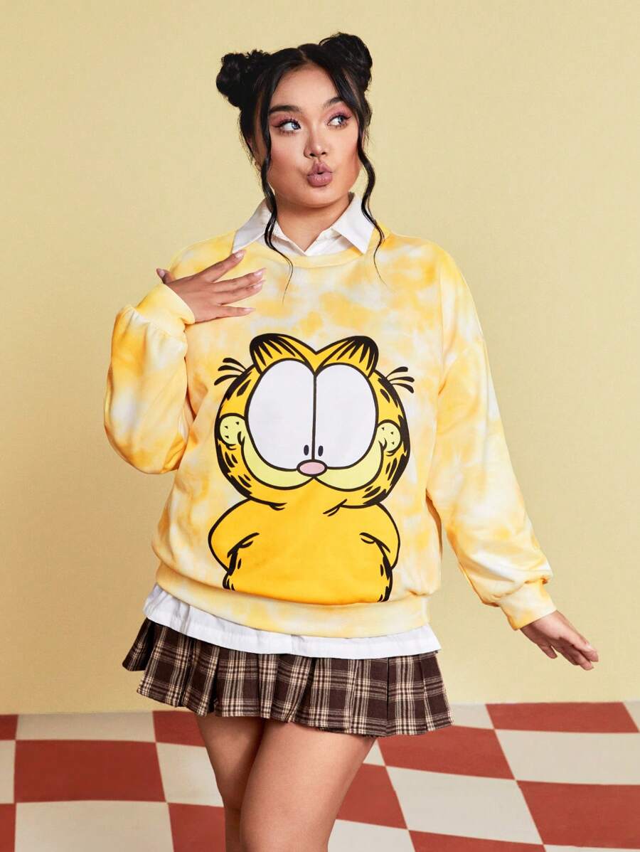 GARFIELD | SHEIN 印花+扎染連帽衛衣