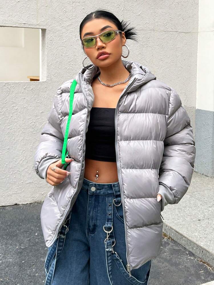 Classic Long Sleeve Hooded Padded Coat