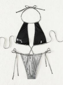 Swim SXY 女士時尚純色連身泳衣 - 銅色 - 查看 5