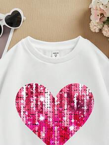 Tween Girls' Casual Cartoon Pattern Long Sleeve Round Neck Sweatshirt, Suitable For Autumn And Winter - White - View 3