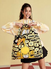 GARFIELD X SHEIN Cartoon Animal & Letter Graphic Foldable Shopping Bag