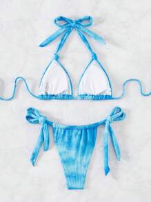 SHEIN Swim Dames Tie-Dye Halter Halter Bikini Set Zomer