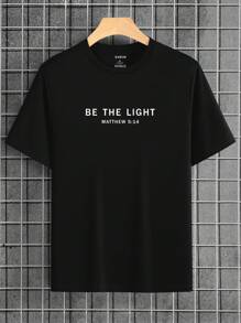 Manfinity Dauomo Letter  Graphic Short Sleeve Tee For Men