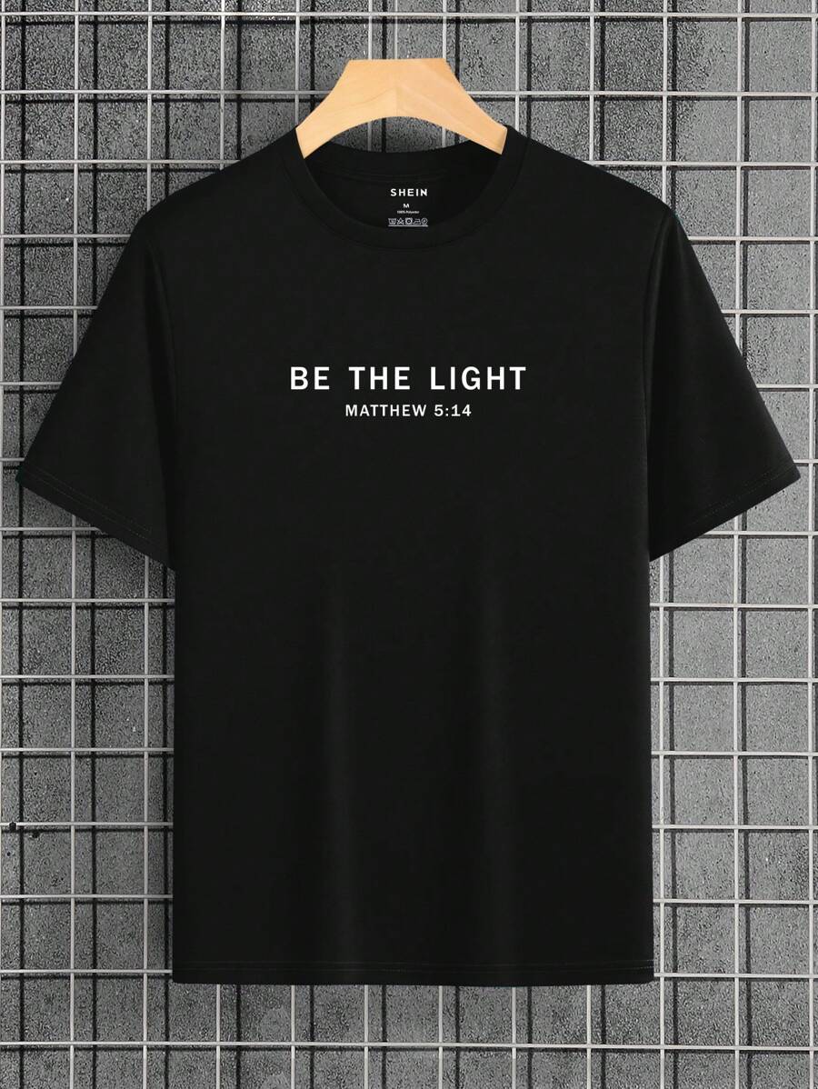 Manfinity Dauomo Letter  Graphic Short Sleeve Tee For Men